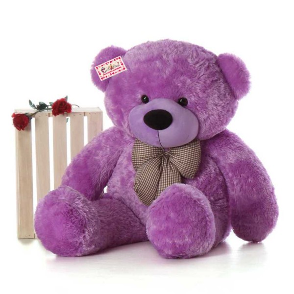 4 Feet Purple Big Teddy Bear with a Bow